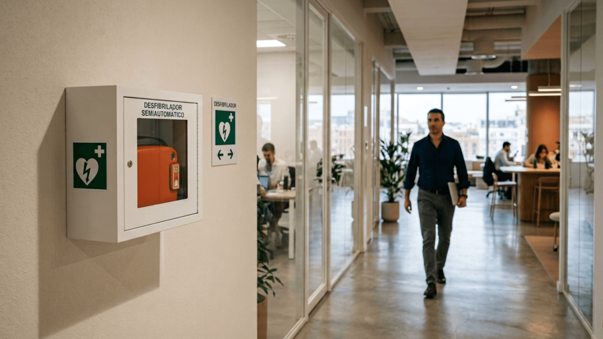 desfibrilador para empresas en madrid instalado en oficina